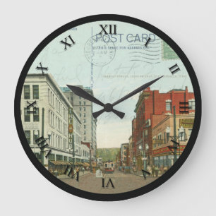Steubenville Ohio Postkarten-Uhr - Market St 1940 Große Wanduhr