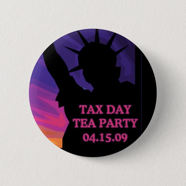 Steuer-Tagestee-Party - Freiheitsstatue Button (Vorderseite)
