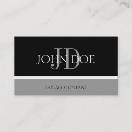 Steuerberater/CPA Monogramm Schwarz/Dunkler Silber Visitenkarte