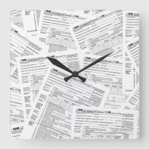 Steuerformularsammlung 1040 IRS Quadratische Wanduhr