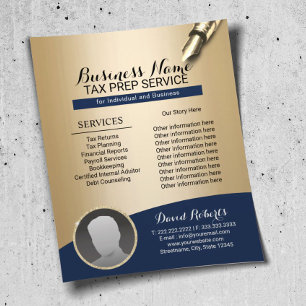 Steuervorbereitung Beratung Navy Gold Foto Flyer