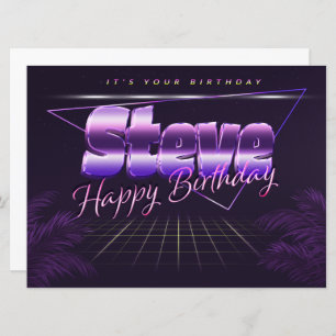 Steve Name Vorname lila retro Karte Geburtstag