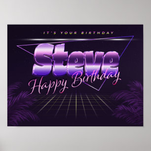 Steve Name Vorname lila retro Poster Geburtstag