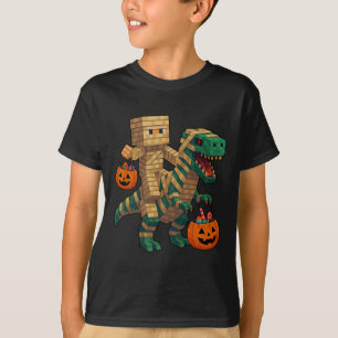 Steve Riding Mummy Dinosaur T Rex Halloween Funny T-Shirt