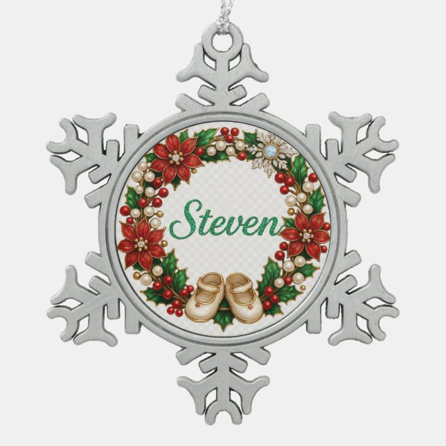 Steven Baby’s First Christmas Snowflake Ornament (Vorderseite)