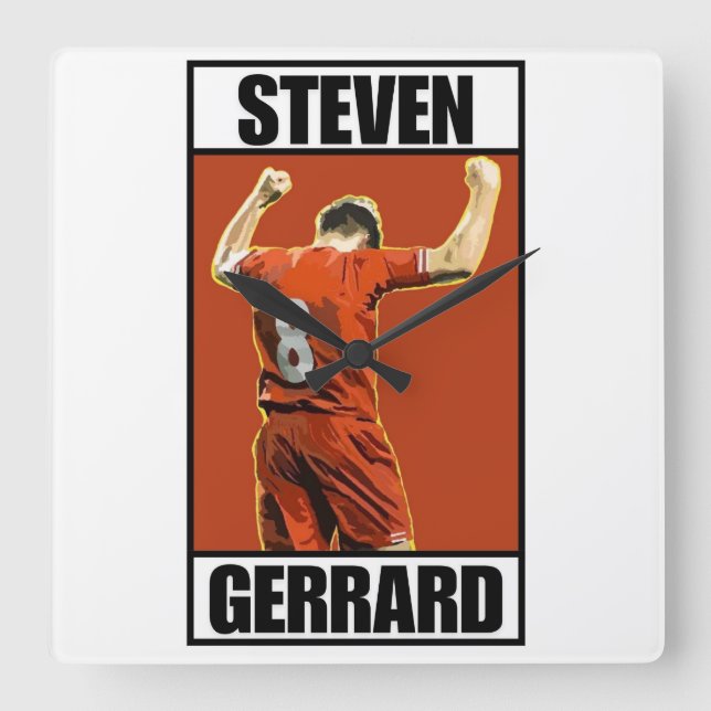 Steven Gerrard Quadratische Wanduhr (Vorderseite)