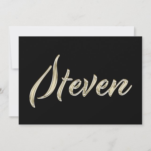 Steven Name white gold Handwriting Karte (Vorderseite)