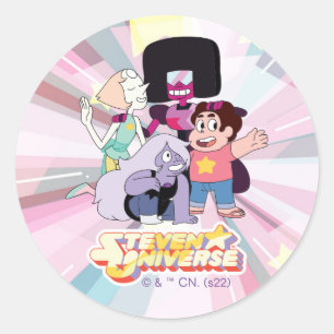 Steven Universe   Crystal Gem Group Huddle Runder Aufkleber