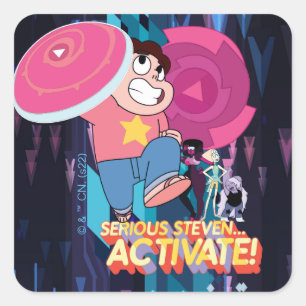 Steven Universe   Serious Steven.. Aktivieren! Quadratischer Aufkleber