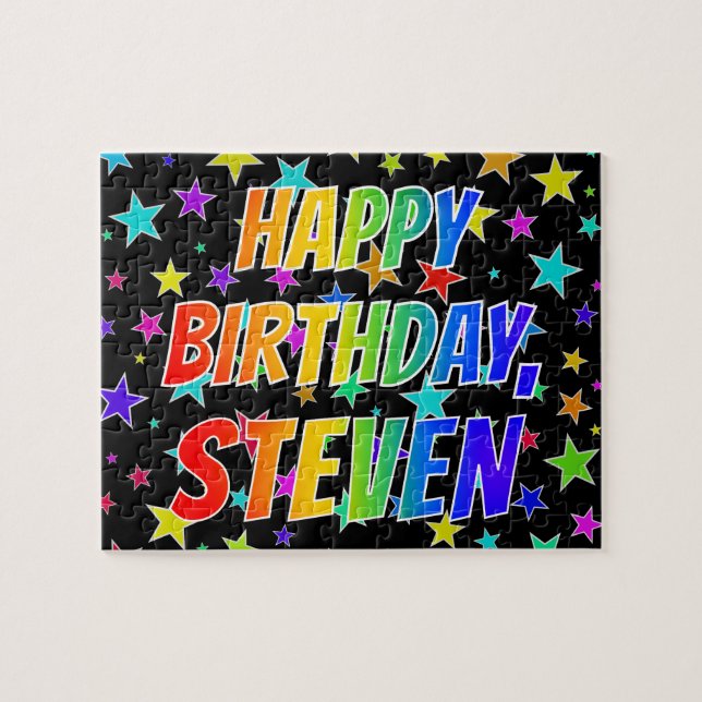 "STEVEN" Vorname, Spaß "GLÜCKLICHER GEBURTSTAG" Puzzle (Horizontal)