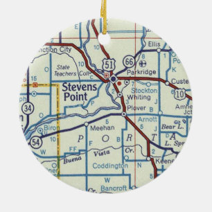 Stevens Point WI Vintage Karte Keramik Ornament