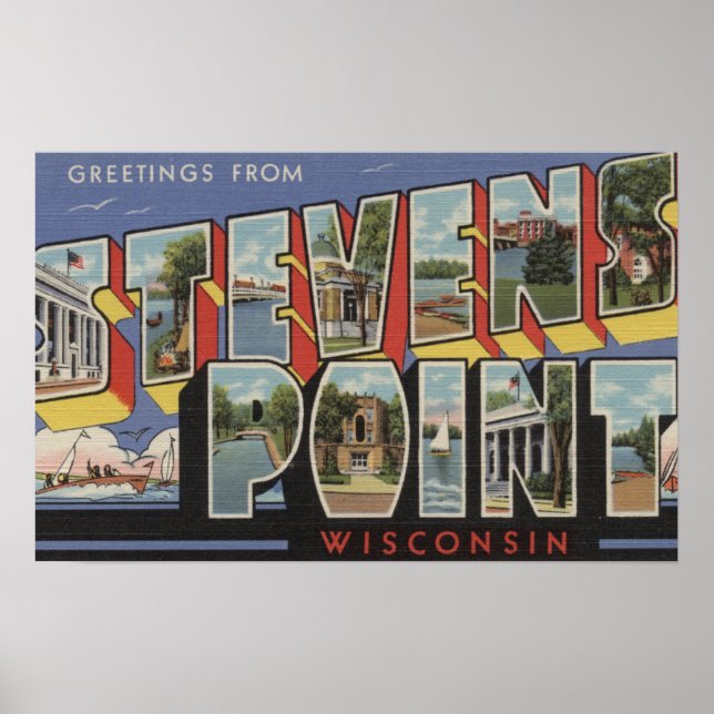 Stevens Point, Wisconsin - Große Buchstabenszenen Poster (Vorne)