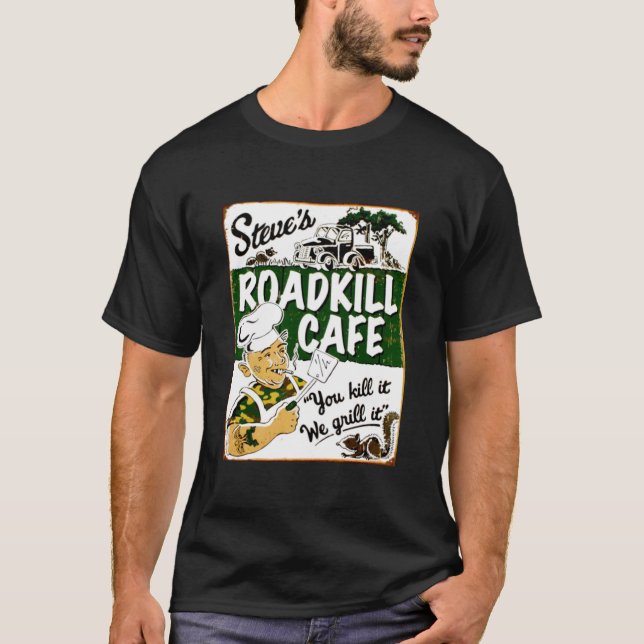 STEVES ROADKILL CAFE, Vintages Werberestaurant T-Shirt (Vorderseite)