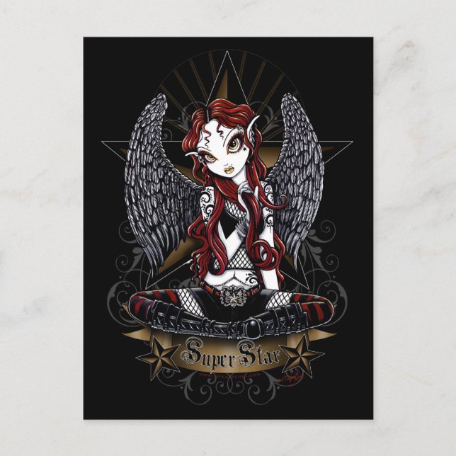 Stevie Tattooed Rock Star Angel Postcard Postkarte (Vorderseite)