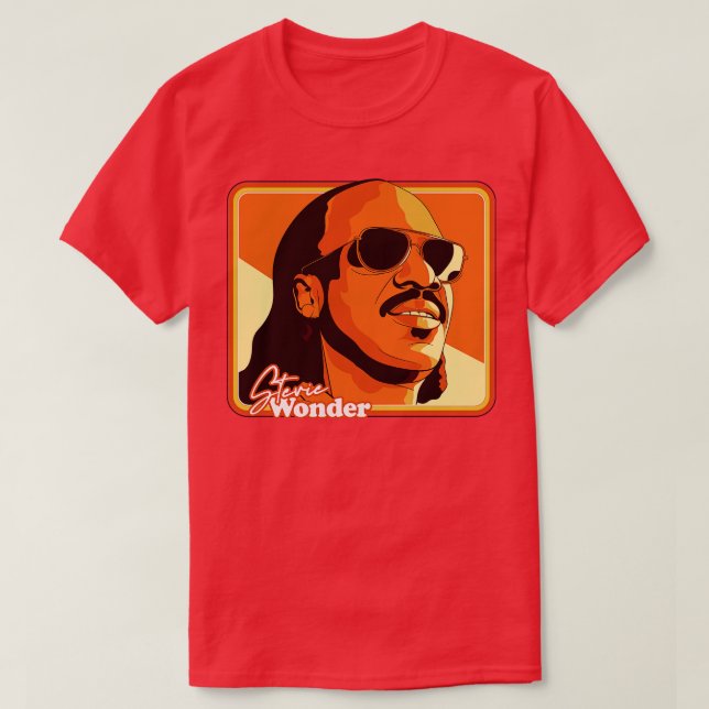 Stevie Wonder Retro 70er Style FanIllustration T-Shirt (Design vorne)