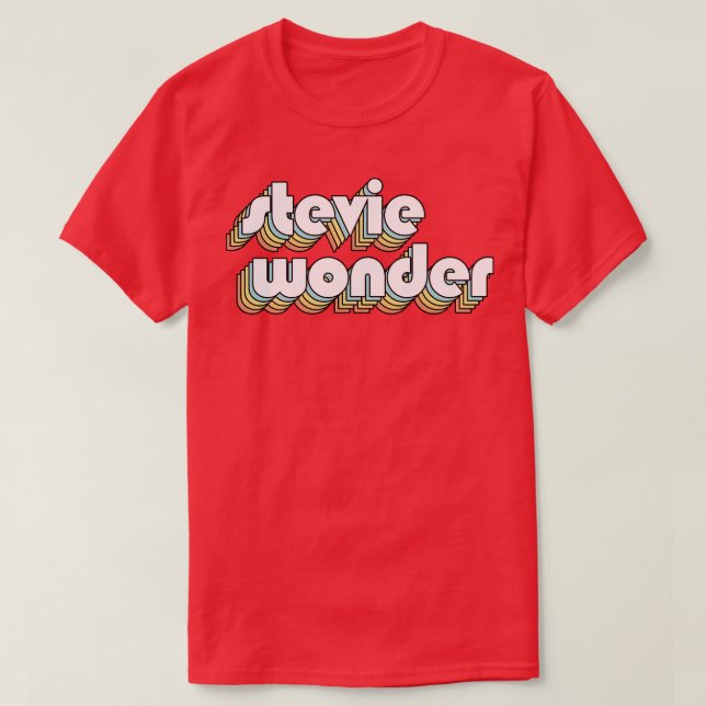 Stevie Wonder Retro Rainbow Typografie verblasster T-Shirt (Design vorne)