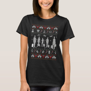 Stewardess Flight Attendant Ugly Weihnachtssüßer T-Shirt