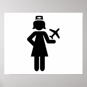 Stewardess Flugzeug Poster