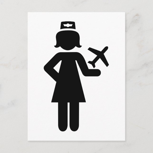 Stewardess Flugzeug Postkarte (Vorderseite)