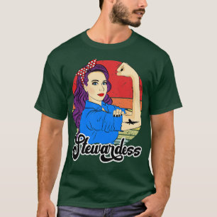 Stewardess weibliche Gabe Retro Vintagen Flug Teil T-Shirt