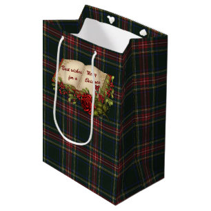 Stewart Black Modern Original Scottish Tartan Mittlere Geschenktüte