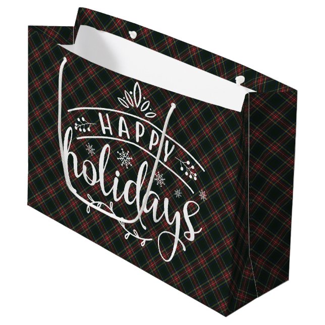 Stewart Black Modern  Scottish Tartan Christmas Große Geschenktüte (Vorderseite Schrägansicht)