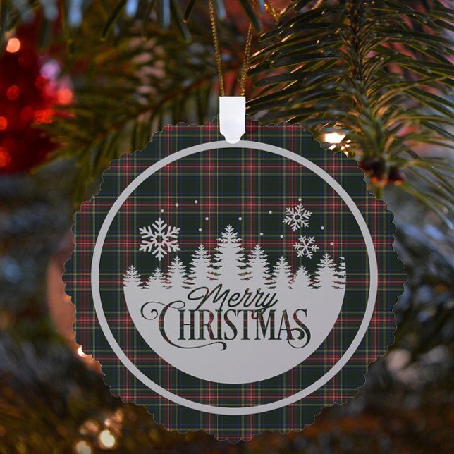 Stewart Black Modern Scottish Tartan Christmas Ornament Karte (Von Creator hochgeladen)