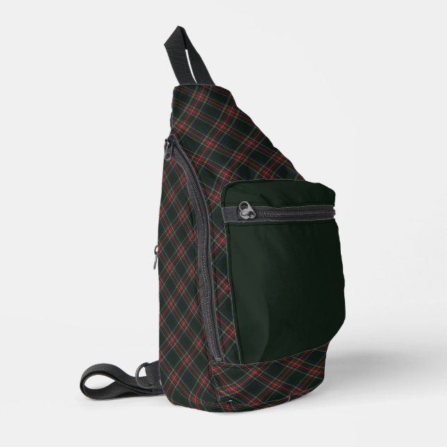 Stewart Black Scottish Clan Tartan Crossbody Bag (Linke Seite)