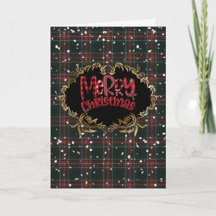 Stewart Black Tartan Holiday Card Feiertagskarte