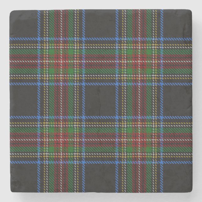 Stewart Black Tartan Steinuntersetzer (Vorderseite)