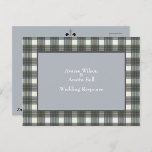 Stewart Blue Tartan Wedding Response Postkarte
