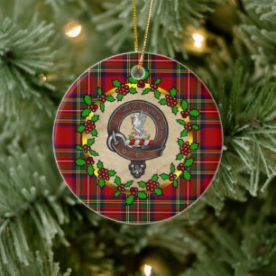 Stewart Clan Abzeichen & Tartan Personalisiert Xma Keramik Ornament