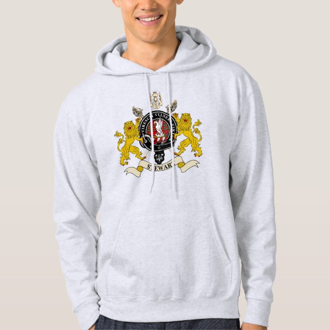 Stewart Clan Abzeichen & Tartan w/Motto Hoodie (Vorderseite)