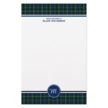 Stewart Clan Hunting Tartan Green Kariert Monogram