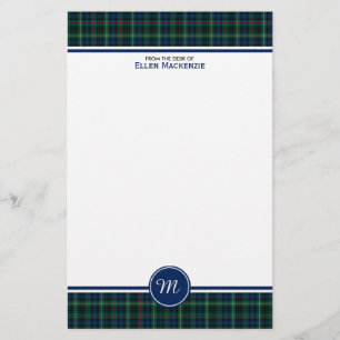 Stewart-Clan-Jagdtartan-Grün-kariertes Monogramm Briefpapier