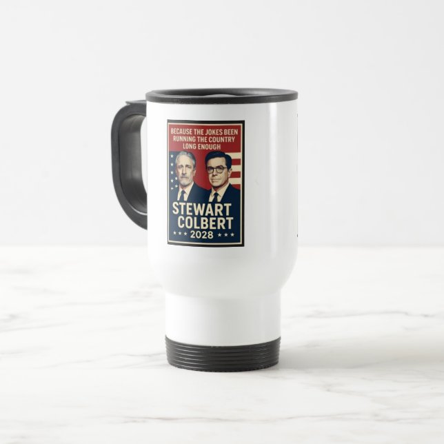 Stewart/Colbert 2028 Reisebecher (Vorderseite Links)