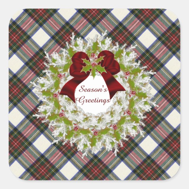 Stewart Dress Modern Original Scottish Tartan Quadratischer Aufkleber (Vorderseite)