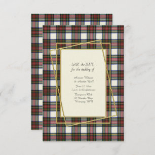 Stewart Dress Modern Tartan mit Goldrahmen Save The Date