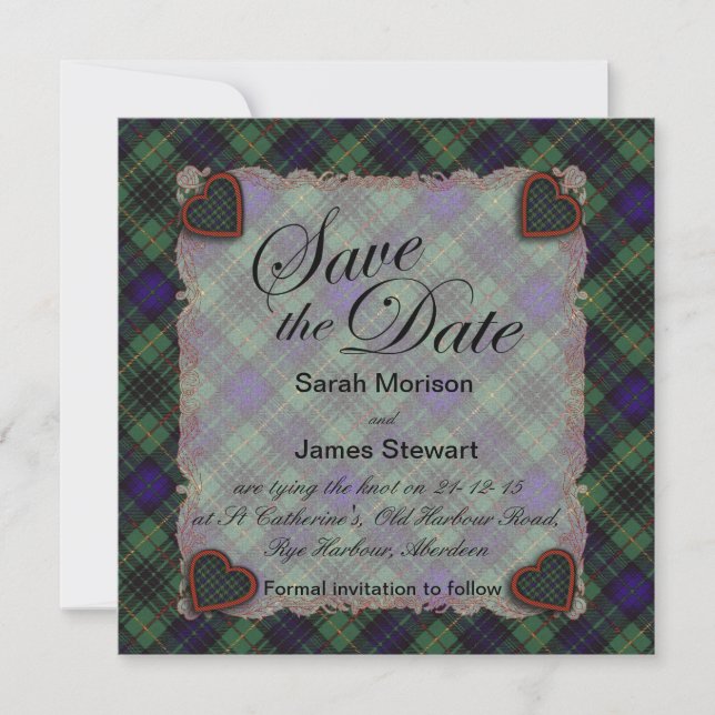 Stewart Hunting Scottish Clan tartan - Kariert Save The Date (Vorderseite)