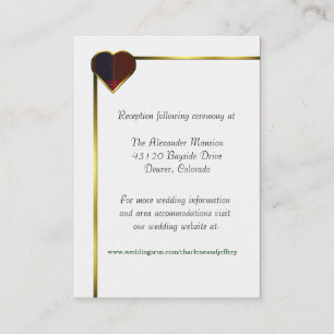 Stewart Red Kariert Heart Wedding Begleitkarte