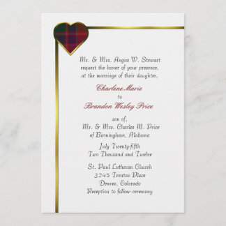Stewart Red Kariert Heart Wedding Einladung