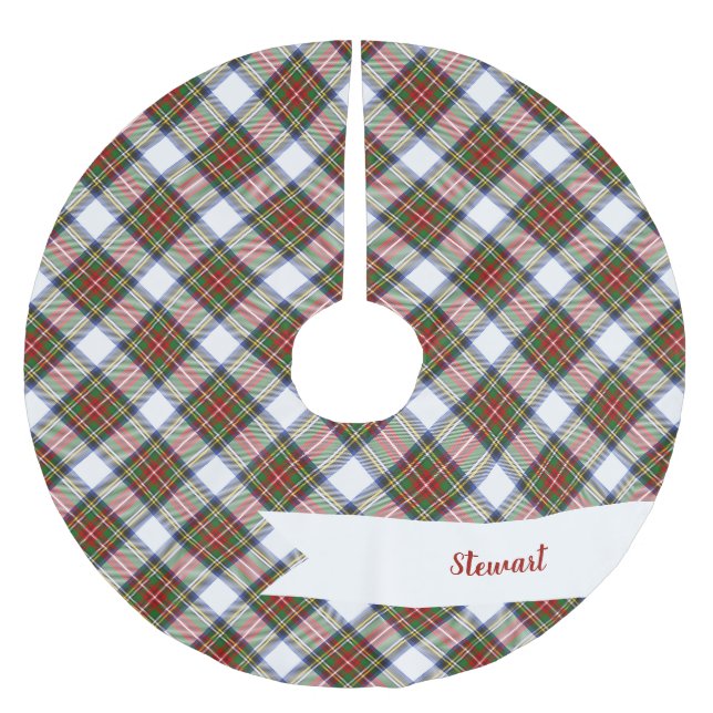 Stewart Royal Dress Kariert Scottish Pattern Polyester Weihnachtsbaumdecke (Vorderseite)
