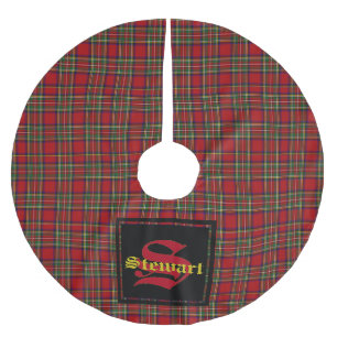 Stewart Royal Tartan Karo individuell mit Monogram Polyester Weihnachtsbaumdecke