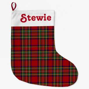 Stewart Royal Tartan Rot Kariert Benutzerdefiniert Großer Weihnachtsstrumpf