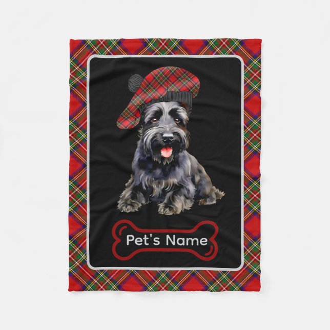 Stewart Scottie Dog Tartan Personalisiert Dog Fleecedecke (Vorderseite)