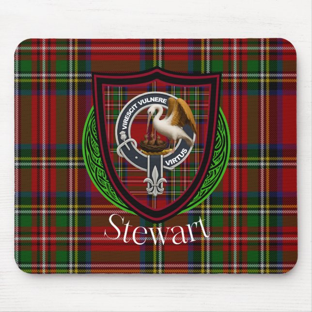 Stewart Scottish Clan Tartan and Crest  Mousepad (Vorne)