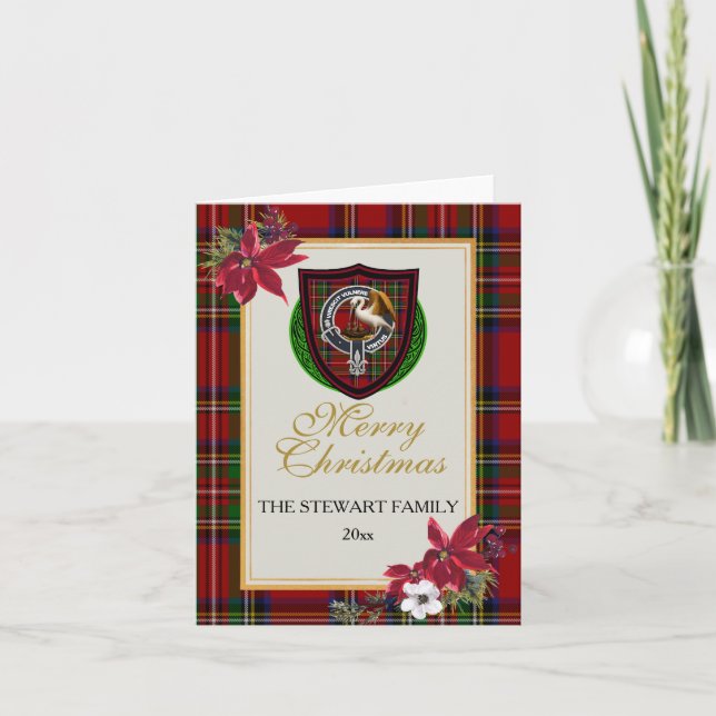 Stewart Scottish Clan Tartan & Crest Karte (Vorderseite)