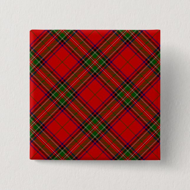 Stewart / Stuart tartan rot kariert Button (Vorderseite)