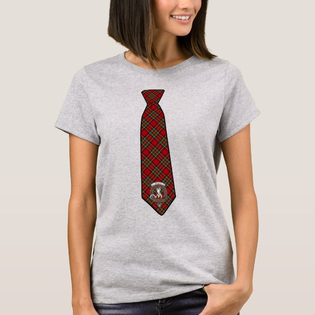 Stewart Tartan Necktie w/Abzeichen Women's T - Shi T-Shirt (Vorderseite)