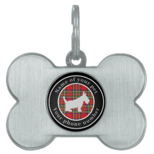 Stewart Tartan Scottie Dog Personalisiert Tiermarke